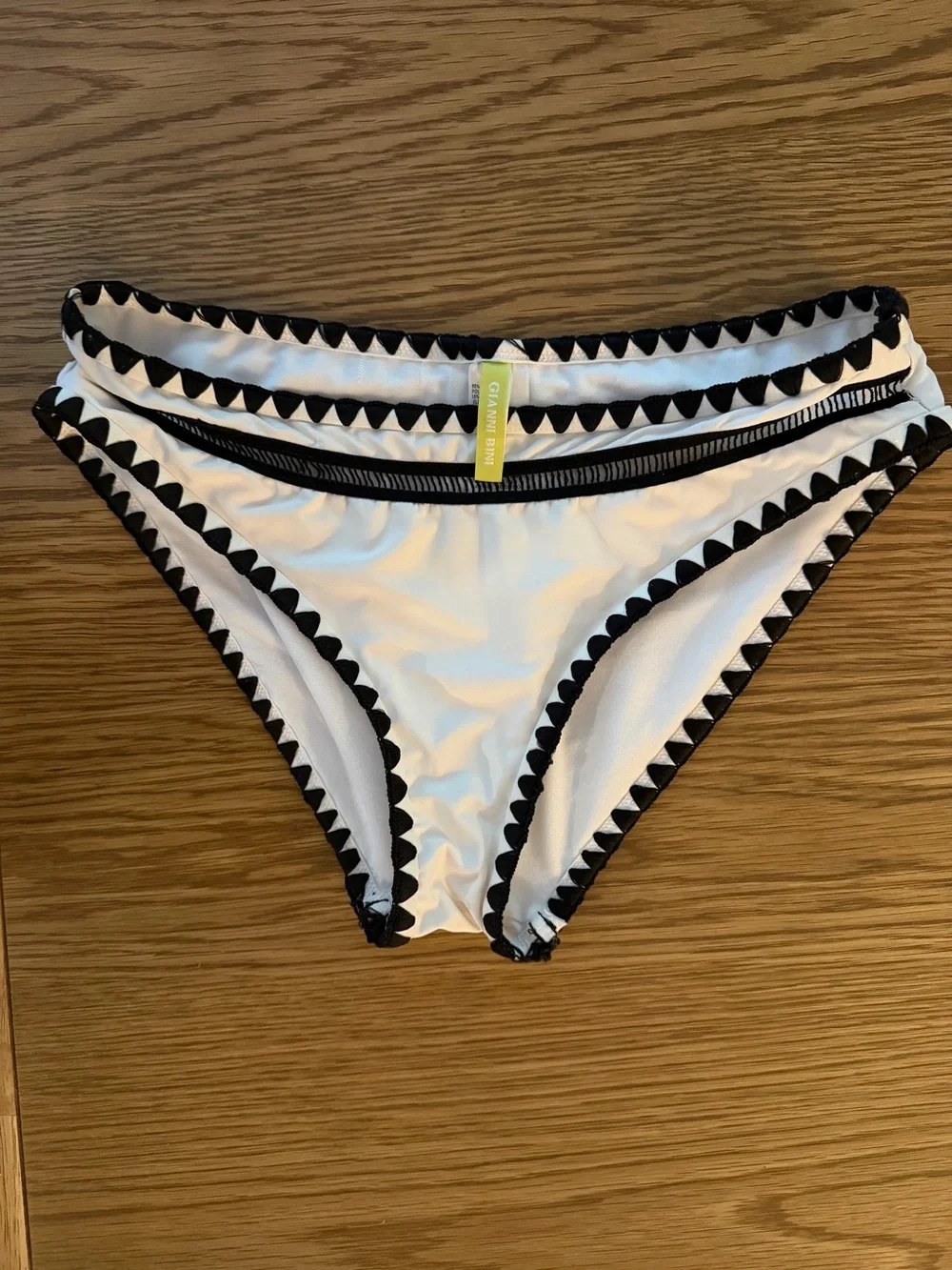 Gianni Bini White Bikini Bottom with Black Trim